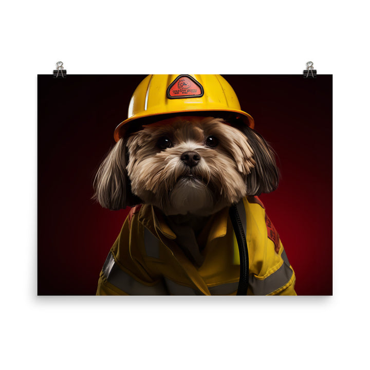 Lhasa Apso Firefighter Photo paper poster - PosterfyAI.com