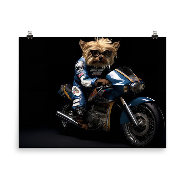 Yorkshire Terrier Superbike Athlete Photo paper poster - PosterfyAI.com