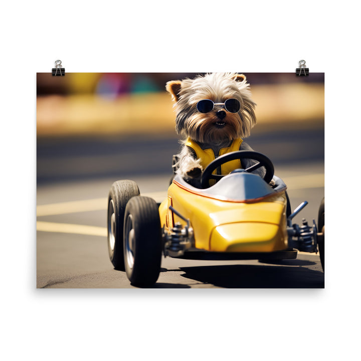 Yorkshire Terrier Motorsport Athlete Photo paper poster - PosterfyAI.com