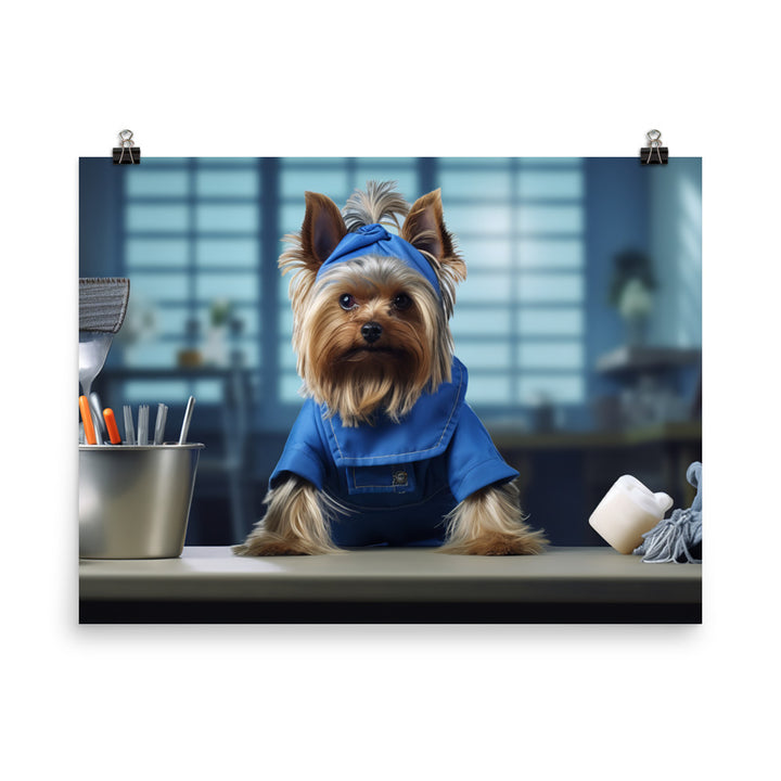 Yorkshire Terrier Janitor Photo paper poster - PosterfyAI.com
