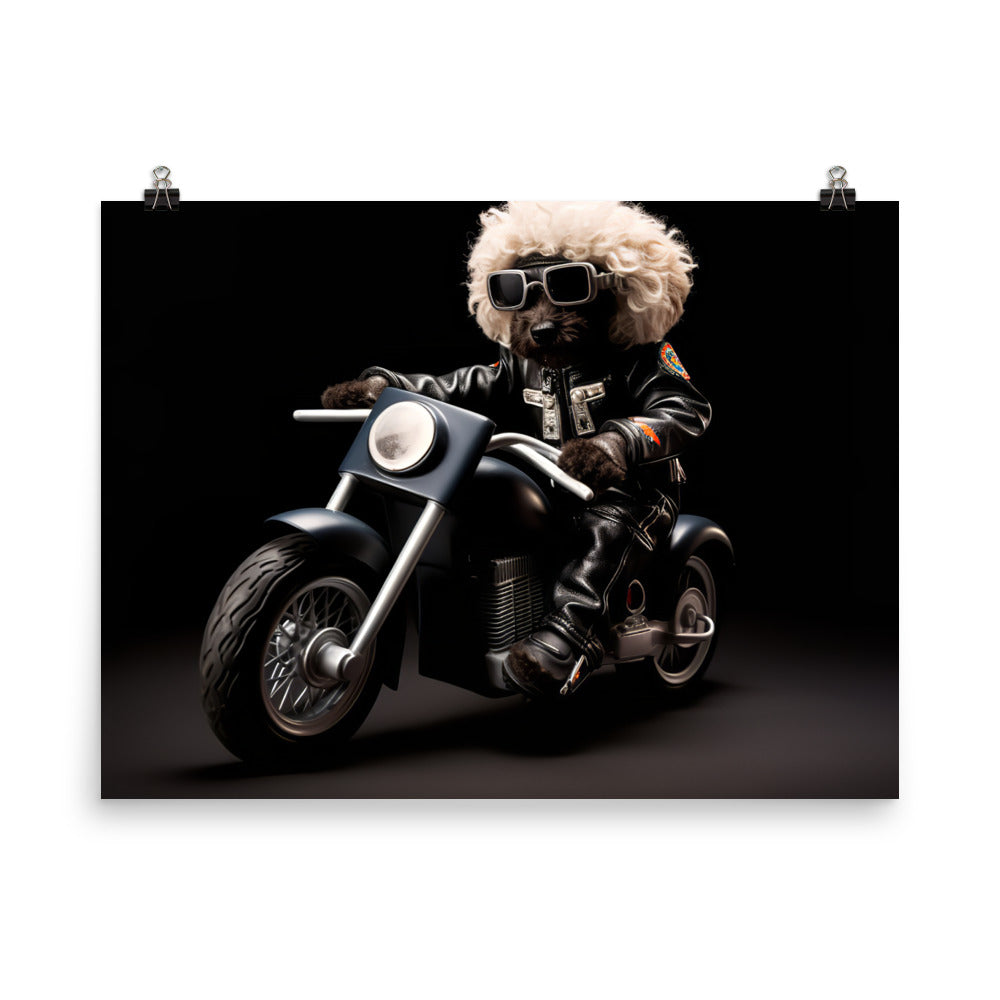 Poodle Superbike Athlete Photo paper poster - PosterfyAI.com