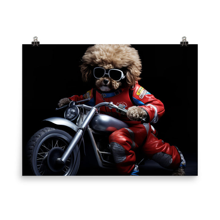 Poodle Superbike Athlete Photo paper poster - PosterfyAI.com