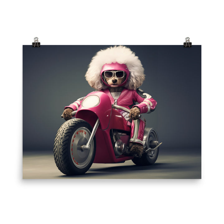 Poodle Superbike Athlete Photo paper poster - PosterfyAI.com