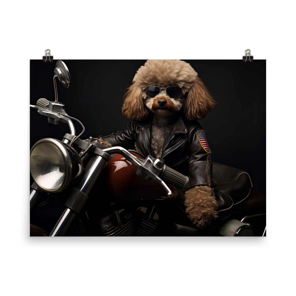 Poodle Superbike Athlete Photo paper poster - PosterfyAI.com