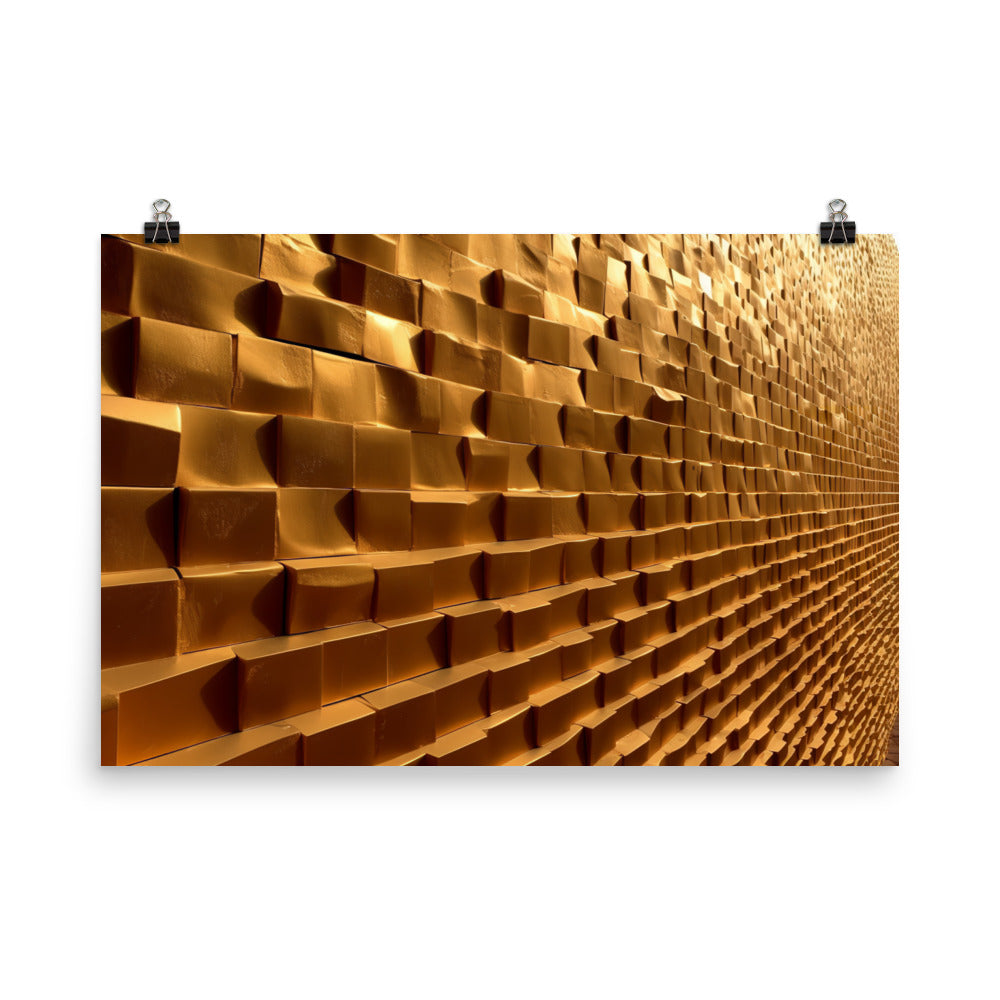 A wall made entirely of gold bricks photo paper poster - Posterfy.AI