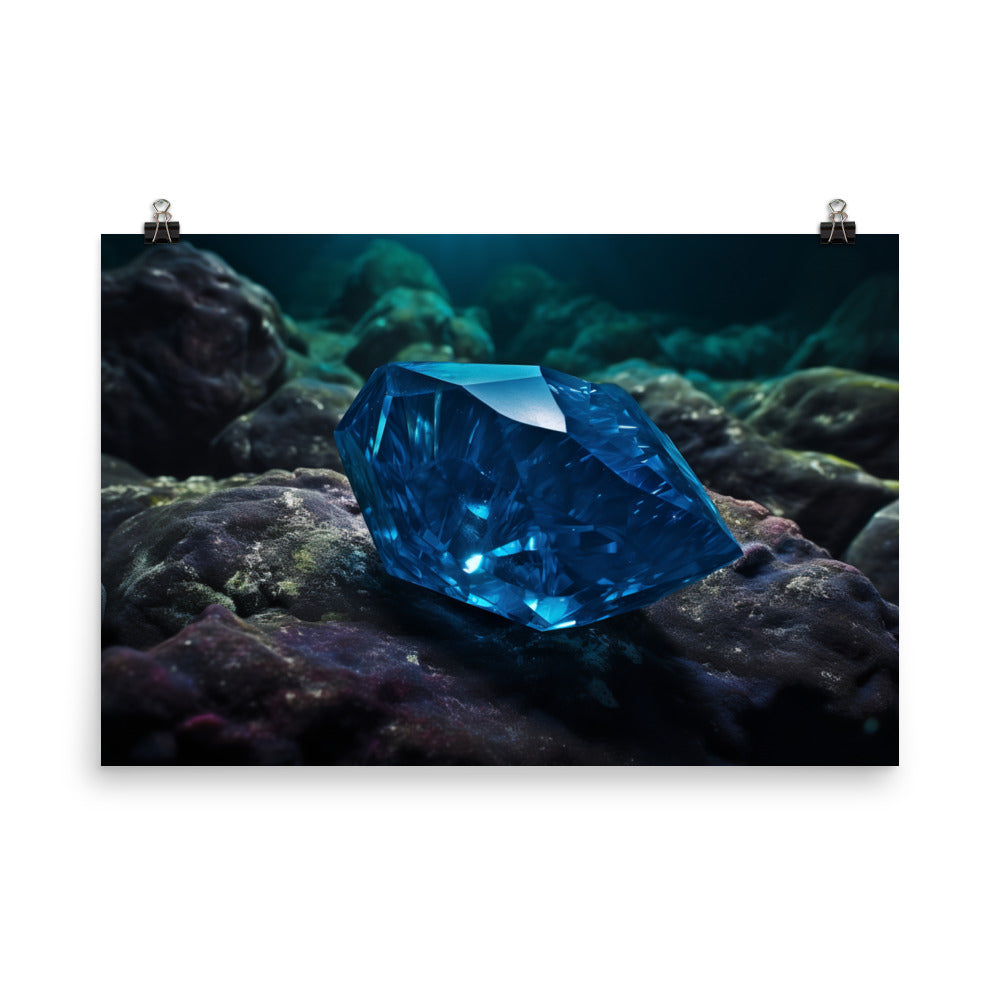 A vivid blue diamond photo paper poster - Posterfy.AI