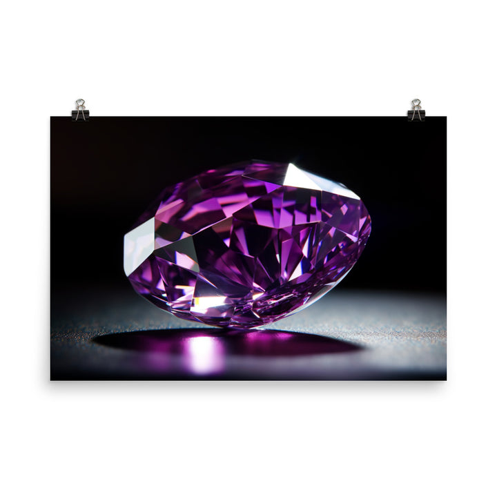 A vibrant purple diamond glimmers in the light photo paper poster - Posterfy.AI