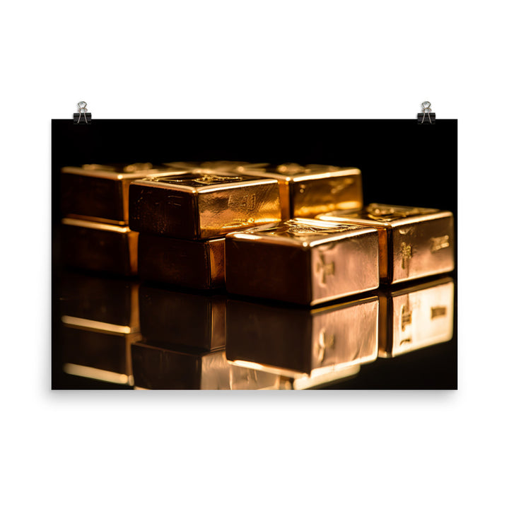 A stack of gold bricks photo paper poster - Posterfy.AI