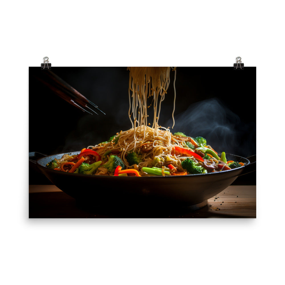 Soba Noodle Stir Fry photo paper poster - Posterfy.AI