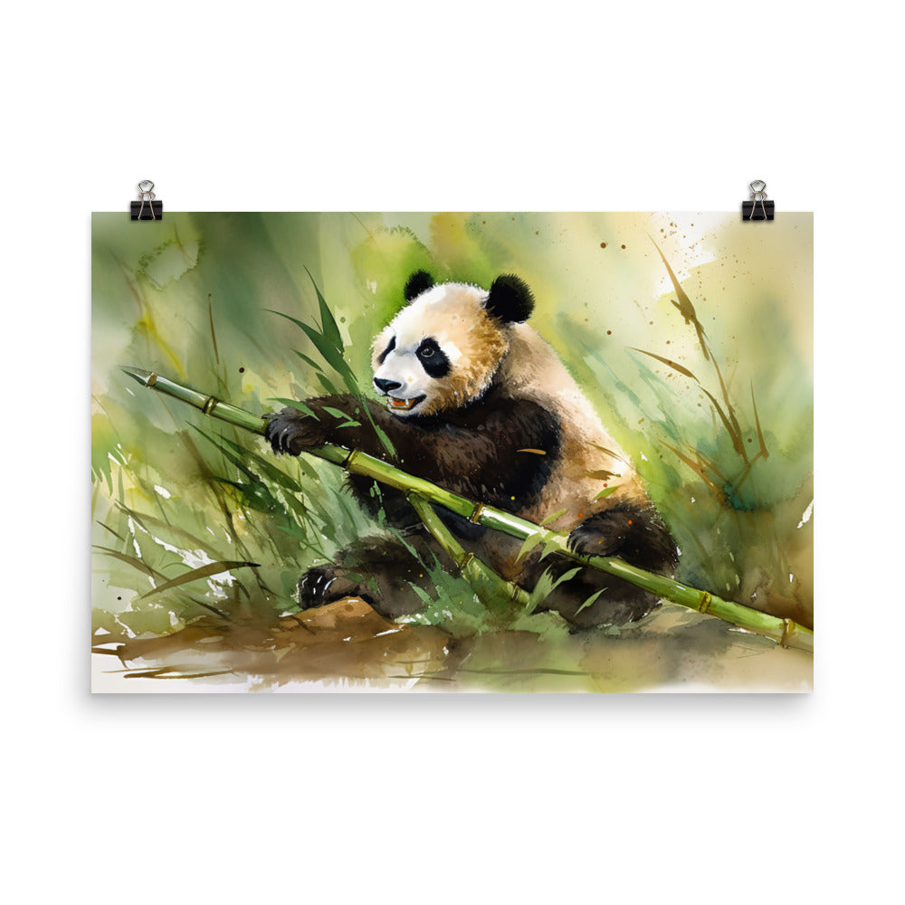 Panda Cub Snacking photo paper poster - Posterfy.AI