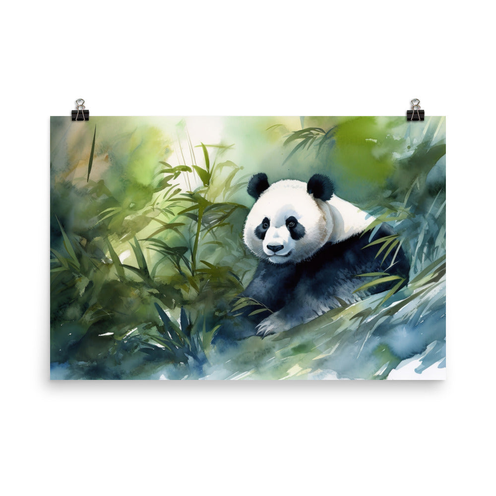 Majestic Panda in Watercolors photo paper poster - Posterfy.AI