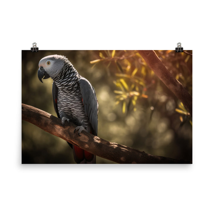 Elegant African Grey Parrot photo paper poster - Posterfy.AI