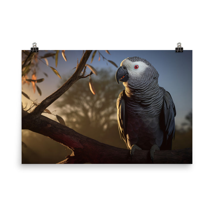 Elegant African Grey Parrot photo paper poster - Posterfy.AI