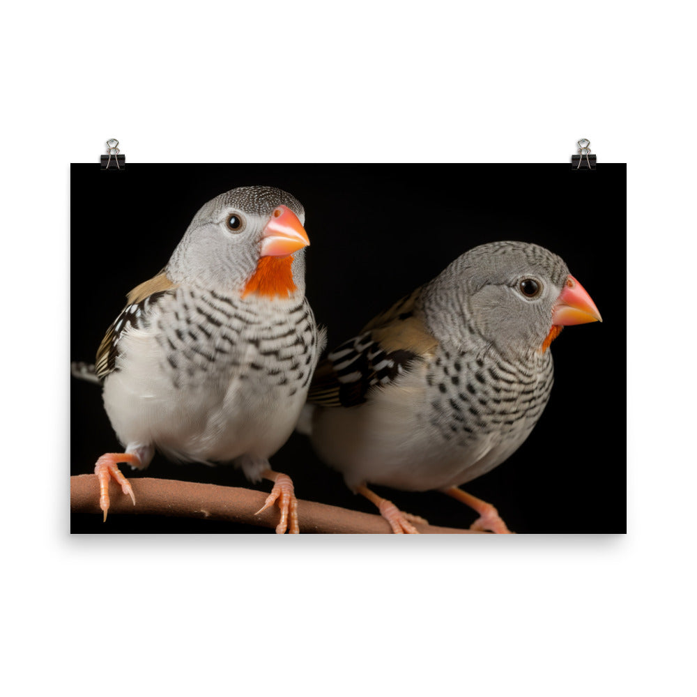 Close-up of Zebra Finches photo paper poster - Posterfy.AI