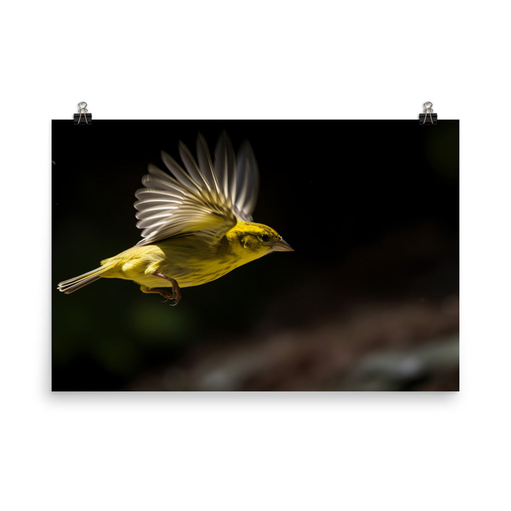 Canary in flight photo paper poster - Posterfy.AI