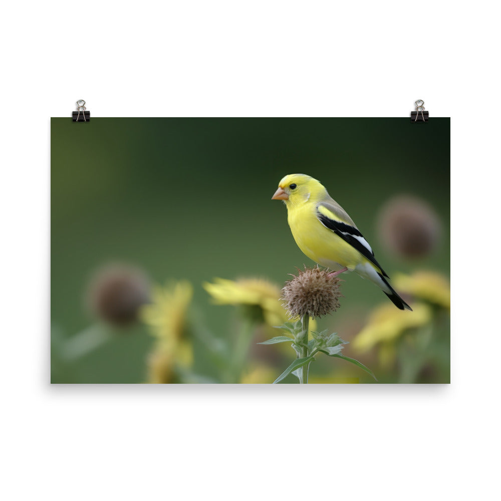 American Goldfinch in the Garden photo paper poster - Posterfy.AI