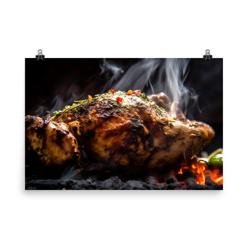 Sizzling Jerk Chicken photo paper poster - Posterfy.AI