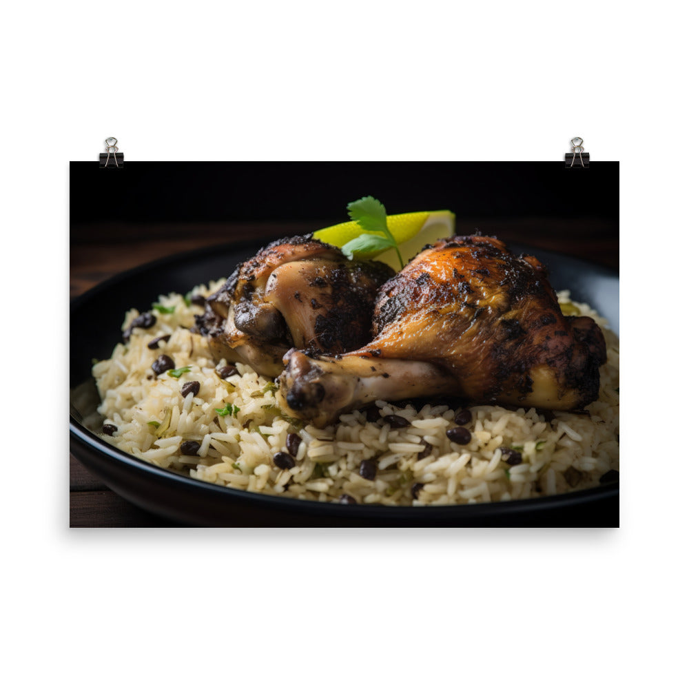 Jerk Chicken and Rice photo paper poster - Posterfy.AI