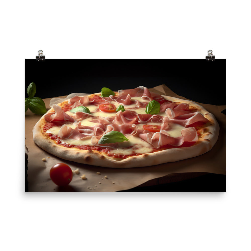 Parma Ham and Mozzarella Pizza photo paper poster - Posterfy.AI