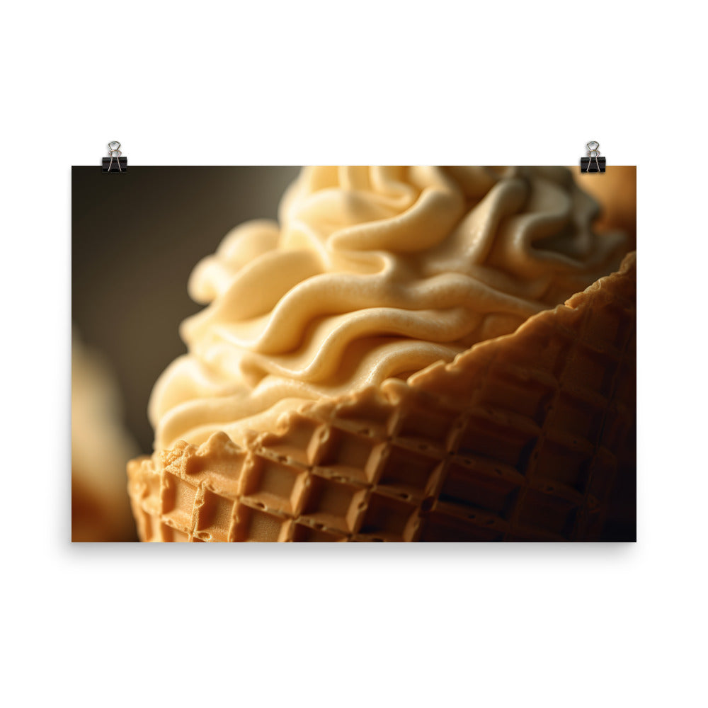 Classic Vanilla Soft Serve Cone photo paper poster - Posterfy.AI