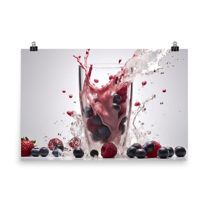 Pouring Berry Blast Milkshake photo paper poster - Posterfy.AI
