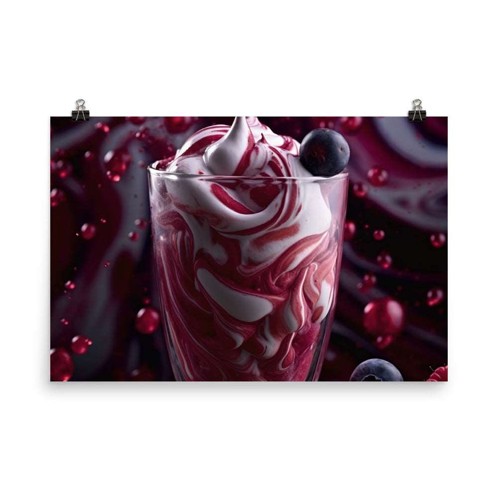 Berry Blast Milkshake with a swirled pattern photo paper poster - Posterfy.AI