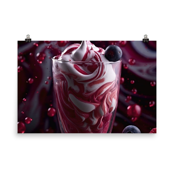 Berry Blast Milkshake with a swirled pattern photo paper poster - Posterfy.AI