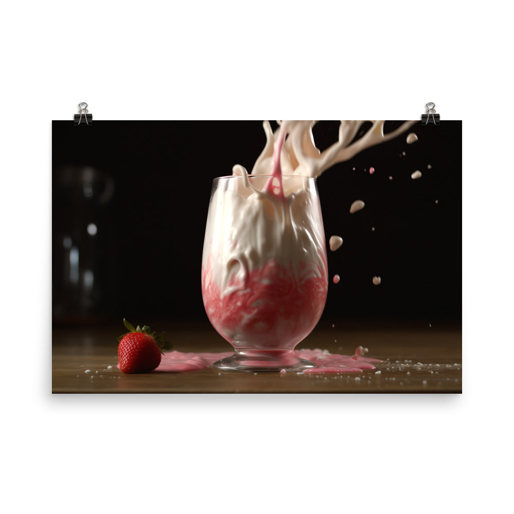 Strawberry shortcake milkshake photo paper poster - Posterfy.AI