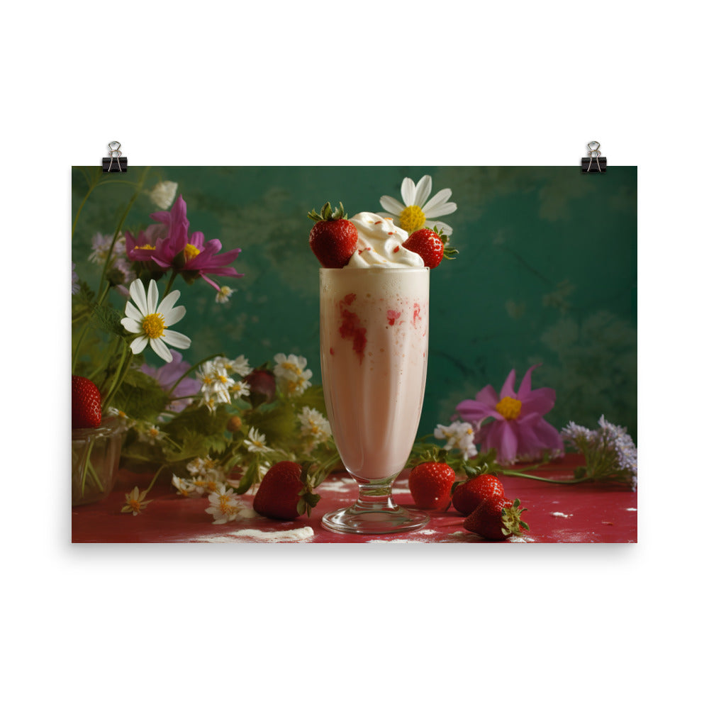 Strawberry shortcake milkshake photo paper poster - Posterfy.AI