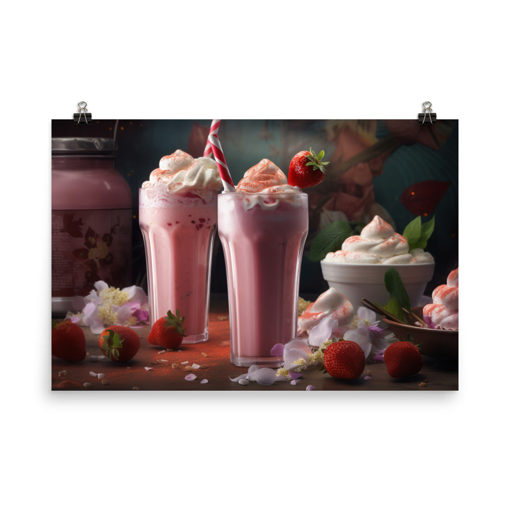 Strawberry shortcake milkshake photo paper poster - Posterfy.AI