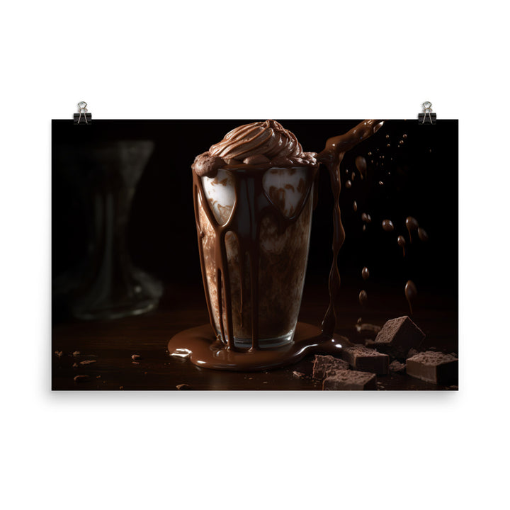 Chocolate fudge brownie milkshake photo paper poster - Posterfy.AI