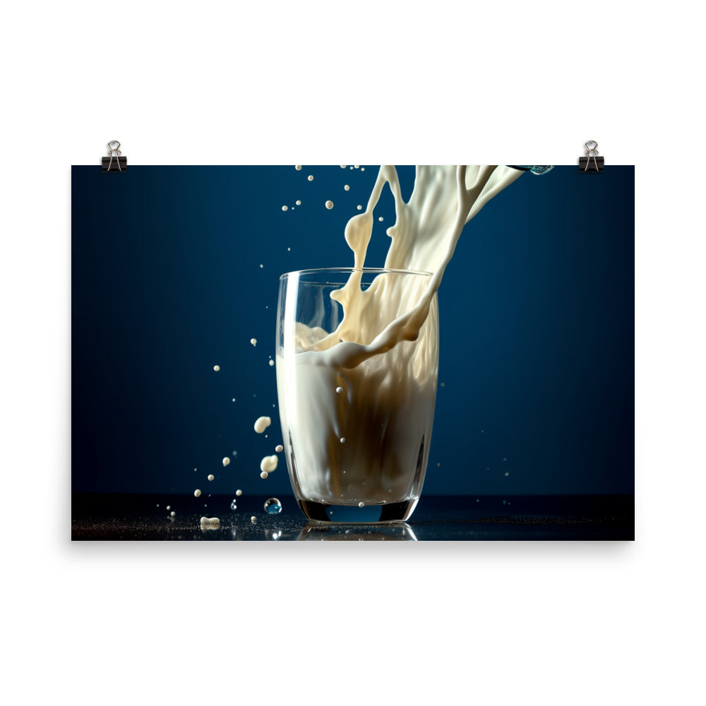 Pouring classic vanilla milkshake photo paper poster - Posterfy.AI