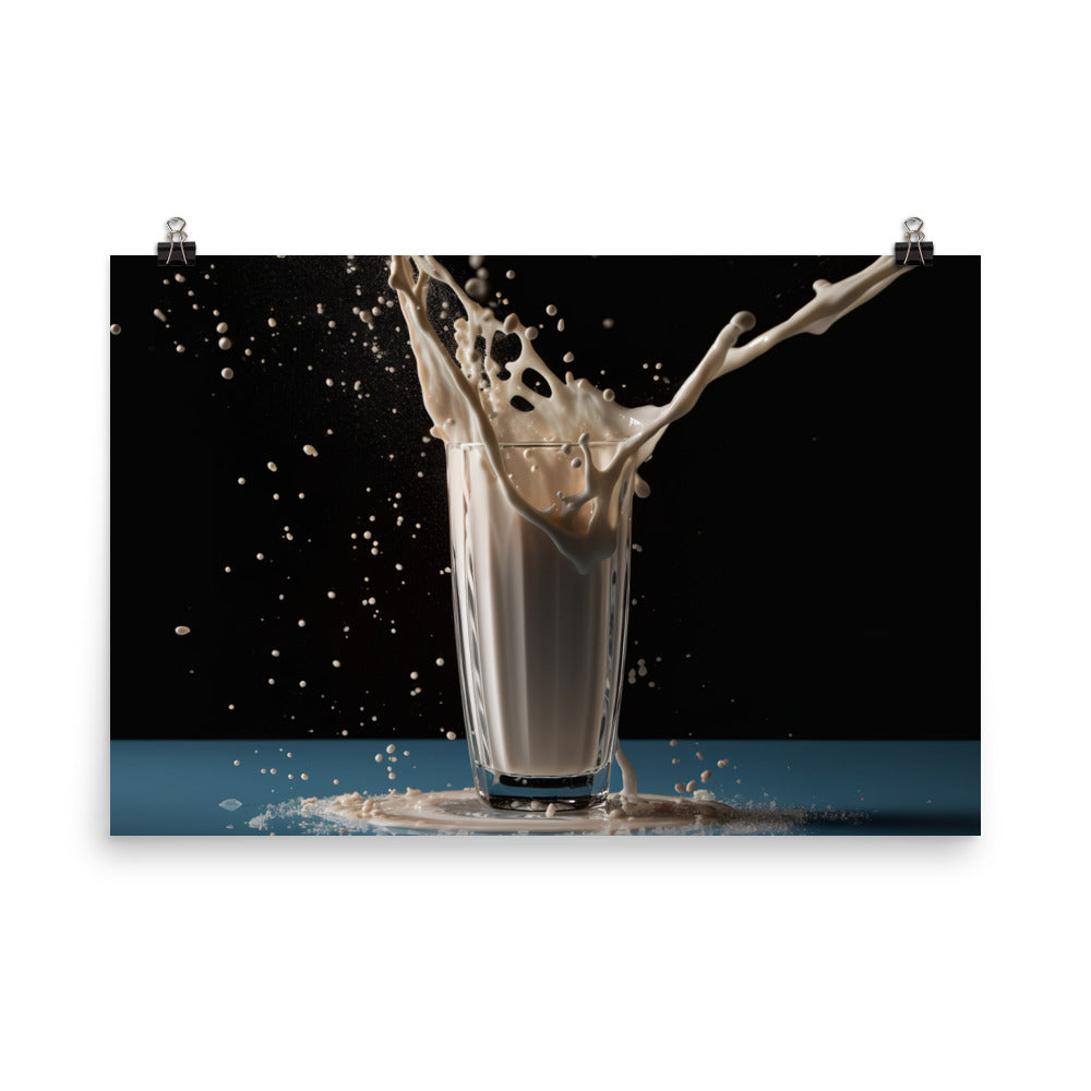 Pouring classic vanilla milkshake photo paper poster - Posterfy.AI