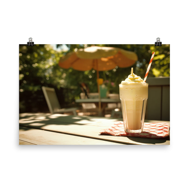 Classic vanilla milkshake in summer photo paper poster - Posterfy.AI