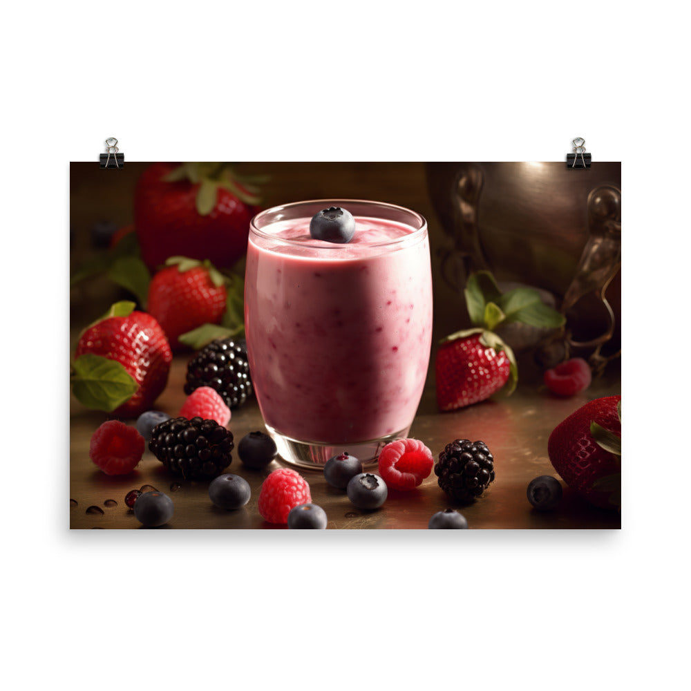 Coconut berry smoothie photo paper poster - Posterfy.AI