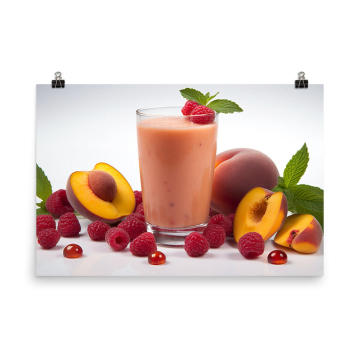 Peach raspberry smoothie photo paper poster - Posterfy.AI