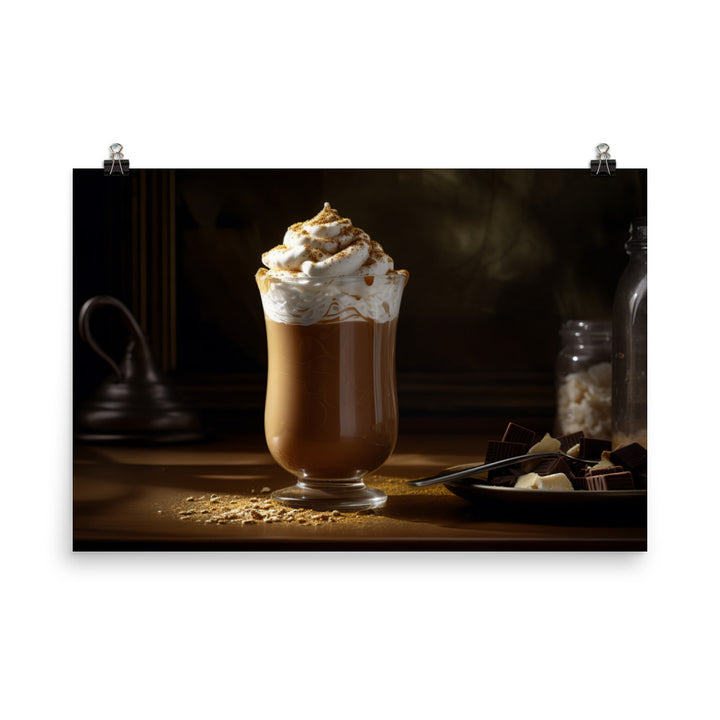 Creamy chocolate peanut butter smoothie photo paper poster - Posterfy.AI