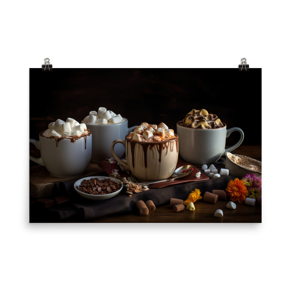 Hot chocolate and marshmallows photo paper poster - Posterfy.AI