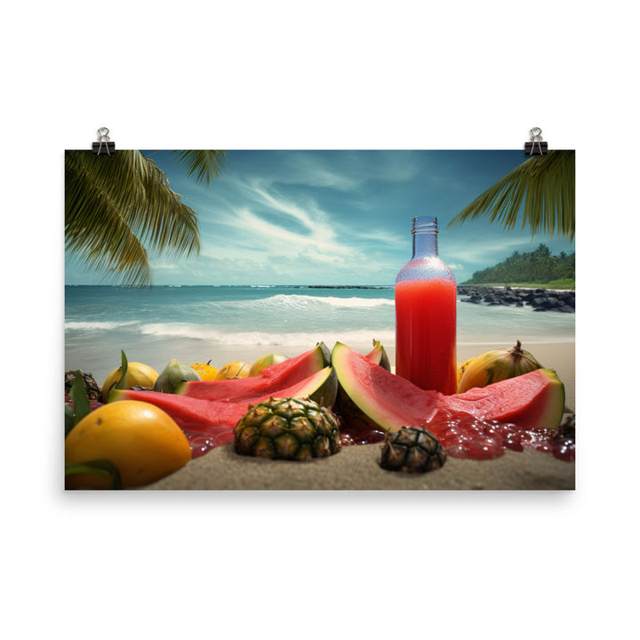 A bottle of watermelon juice photo paper poster - Posterfy.AI