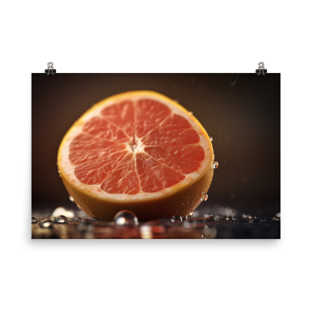 Grapefruit half being squeezed photo paper poster - Posterfy.AI