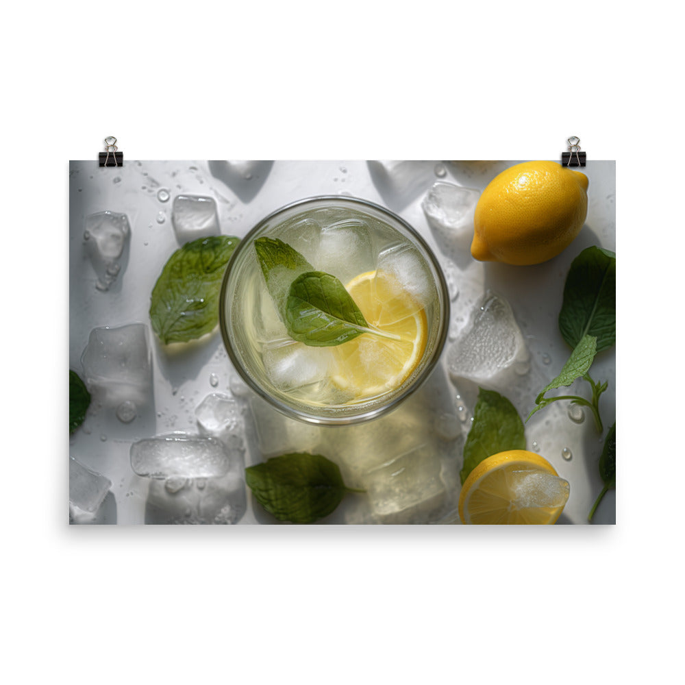 Refreshing green tea on ice photo paper poster - Posterfy.AI