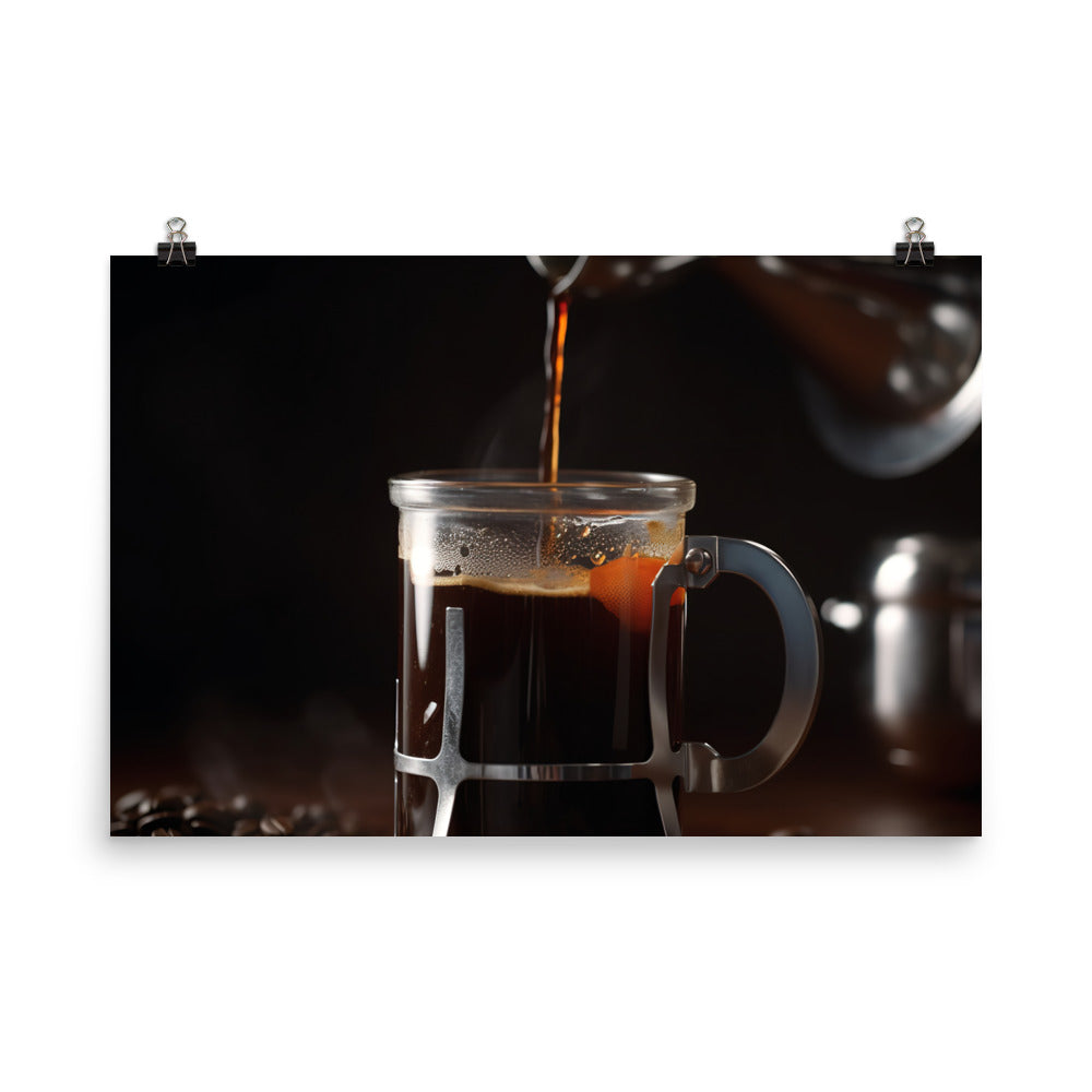 French Press Coffee at its Finest photo paper poster - Posterfy.AI