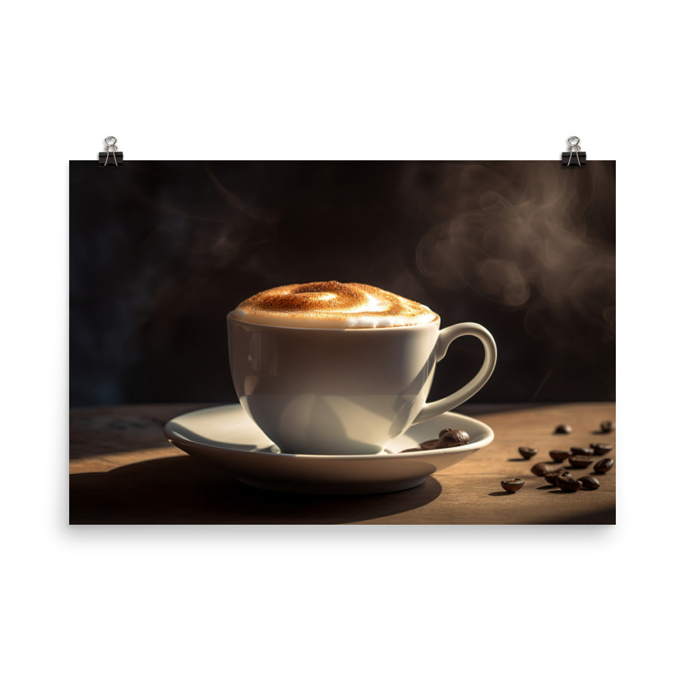 Creamy Macchiato in a Ceramic Cup photo paper poster - Posterfy.AI