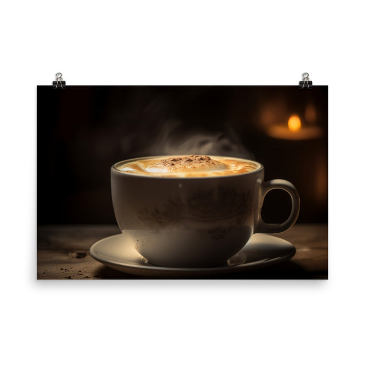 Creamy Macchiato in a Ceramic Cup photo paper poster - Posterfy.AI