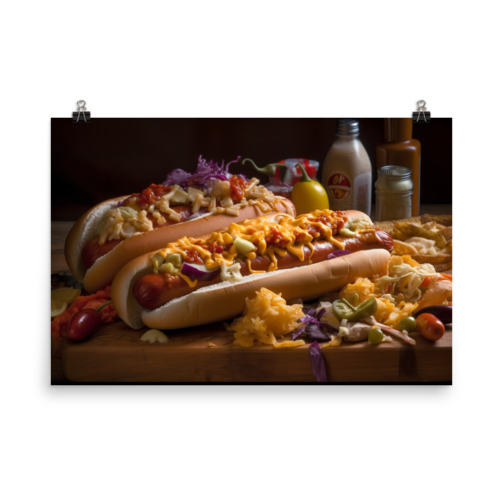 Hot Dog with All the Fixins photo paper poster - Posterfy.AI