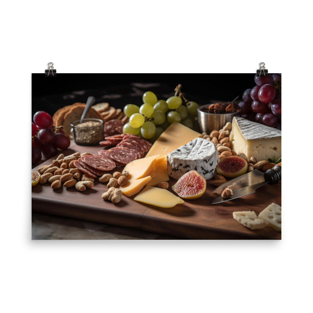 Charcuterie Board with Swiss Cheese photo paper poster - Posterfy.AI