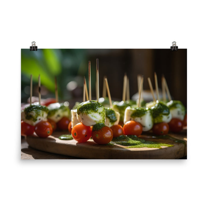 Mozzarella and Tomato Skewers photo paper poster - Posterfy.AI