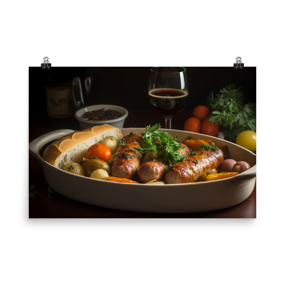 Baked Sausage and Vegetables photo paper poster - Posterfy.AI