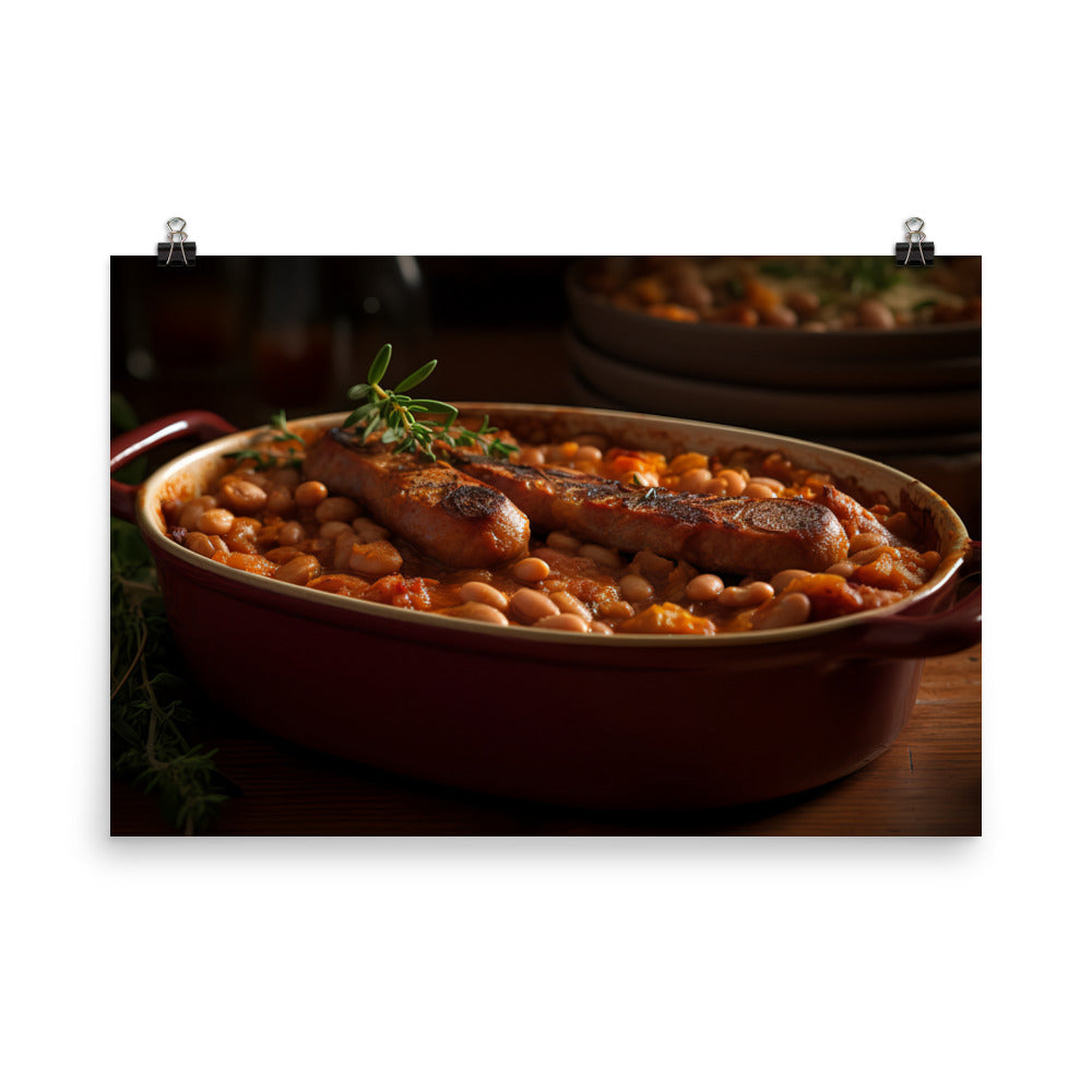 Baked Sausage and Beans Casserole photo paper poster - Posterfy.AI