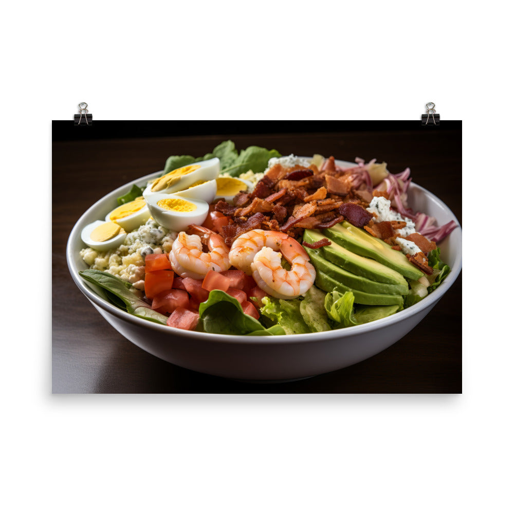 Cobb salad with shrimp photo paper poster - Posterfy.AI